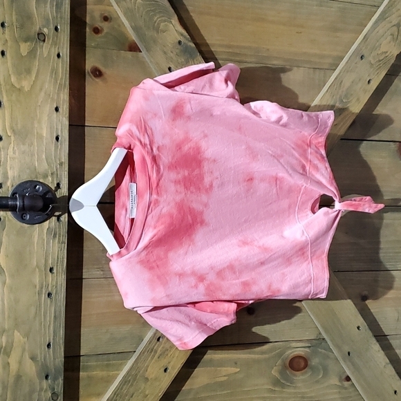 ALL SAINTS PINK TIE DYE CROP TOP W SHOULDER PADS SIZE X-SMALL - Picture 1 of 8